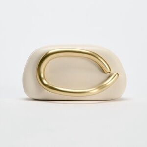 Zara Cream and Gold Clutch Bag